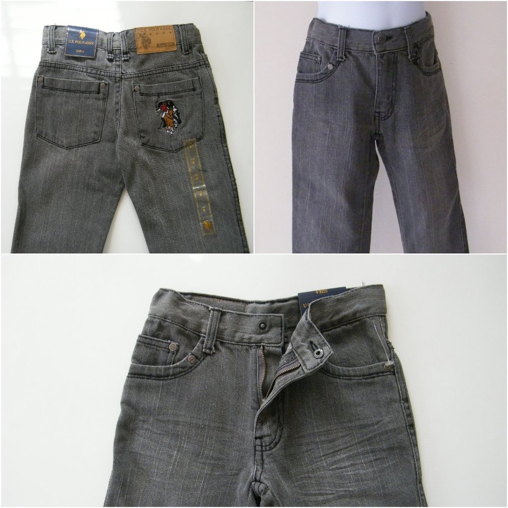 US Polo Assn Jeans Grey Denim Girls Size 6 Logo